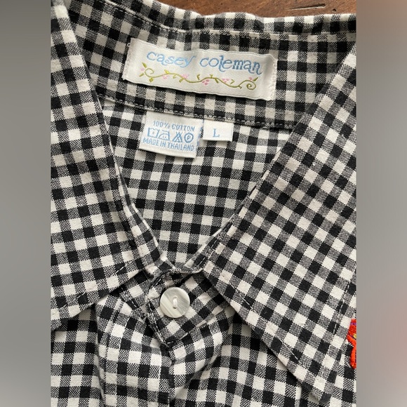 Vintage Casey Coleman Embroidered Halloween Gingham Long Sleeve Button Down - Picture 5 of 5
